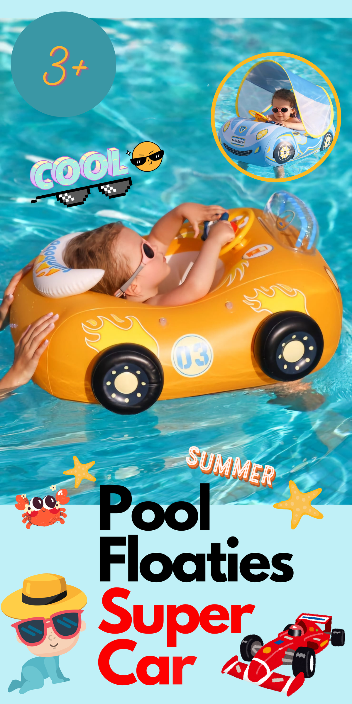 Baby & Toddler Swimming Float ☀️ Sports Car ☀️ Plane ☀️ Boat